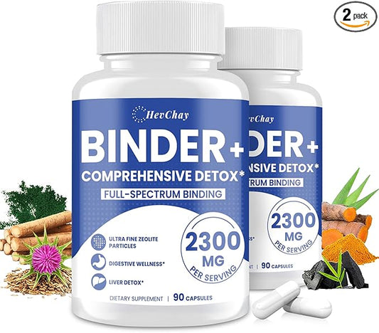 2300 MG Detox Binder Supplement – 17-in-1 Detox Binder, Activated Charcoal, Zeolite, Bentonite Clay – Liver & Gut Detox Cleanse, Toxin Flush, Digestive, Max Absorption, 180 Vegan Capsules