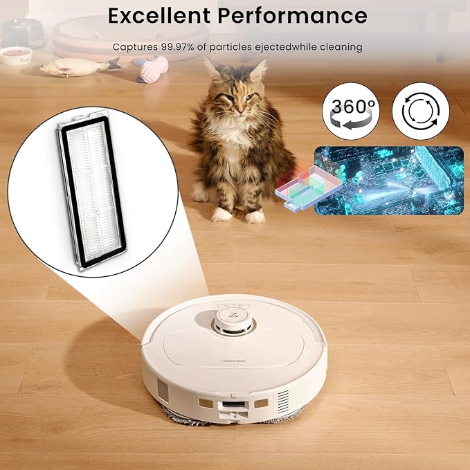 （4Sets）Replacement Washable HEPA Filter Compatible With Roborock QRevo S, QRevo Pro, QRevo Plus, Qrevo MaxV, Qrevo Curv Qrevo Edge, S5A Robot Vacuum Cleaners, High Efficiency Filter Accessories Kit