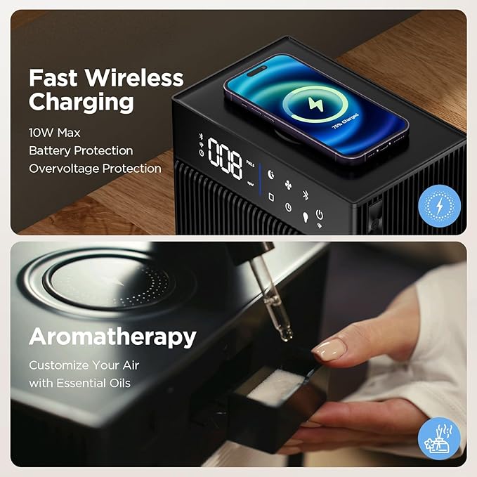 CleanForce Cube | World’s First 4-in-1 Smart Home Devices with HEPA Air Purifier, Bluetooth Speaker, Wireless Charger & Aroma Diffuser, over 900ft² Coverage | Ultra Quiet | Space saving | Swiss Tech