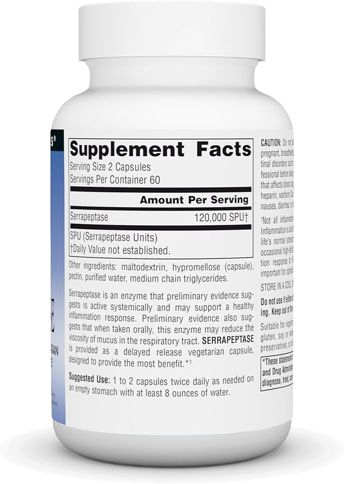 Source Naturals Serrapeptase - Delayed Release Enzyme - 120 Vegetarian Capsules