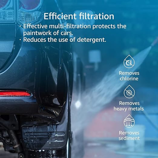 AQUA CREST Inline Water Filter, Dedicated for Car Washing, Window & Yard Cleaning, Effectively Reduce Hard Water Spots, Soften Water, Upgraded Formula, 4 Pack with 2 Hose Protector