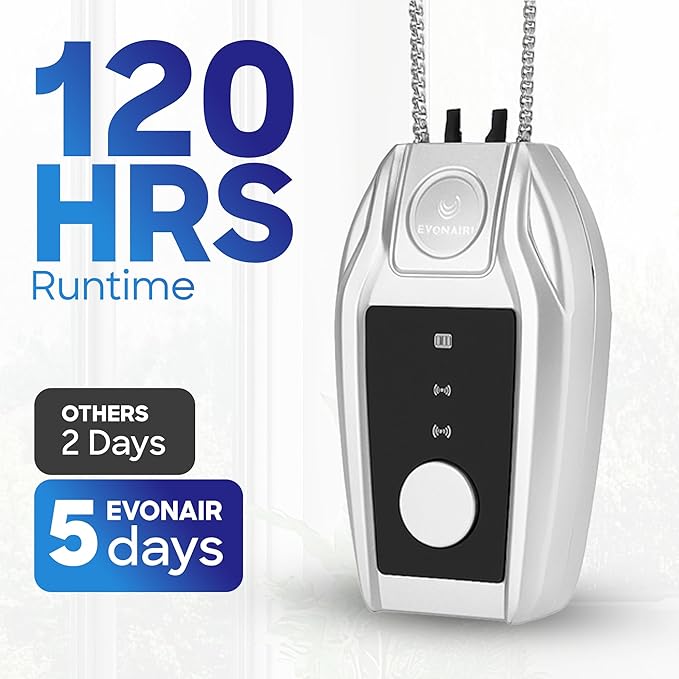 Portable Air Purifier for Travel with 50M Ions/cm³ | Mini Wearable Necklace Ionizer, Filterless, No Maintenance | Personal Air Purifier Small, 500mAh Rechargeable, 120H Runtime, CE ROHS FCC Certified