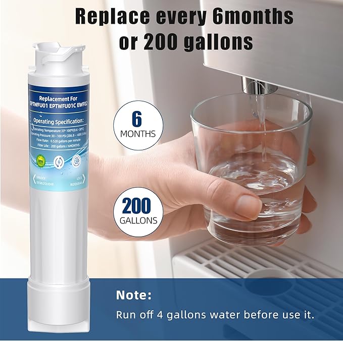 EPTWFU01 Water Filter Replacement,Water Filter Compatible with Frigi-daire EPTWFU01, EWF02, Pure Source Ultra II,Pack of 3