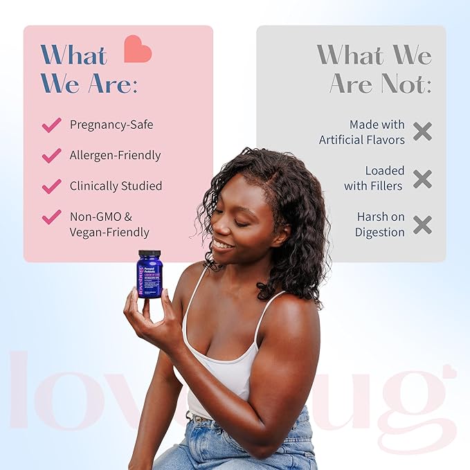 LOVEBUG Prenatal Probiotic Supplement - 7 Probiotics & Prenatal Vitamins for Women, 20 Billion CFU, with Soothing Peppermint, Ginger, Raspberry Leaf and Lemon Balm. 30 Capsules