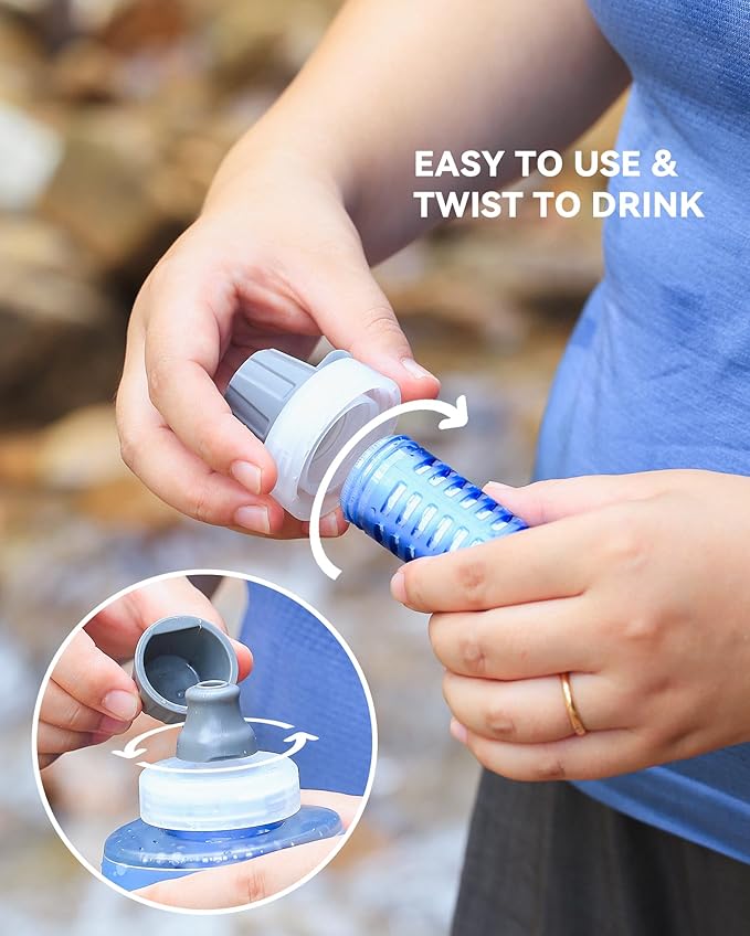 Water Filter Replacement Cartridge, 42mm Filter Twist Cap Compatible with BeFree, Water Filtration Accessory for Camping, Hiking, Endurance Sports, Travel, and Trail Running