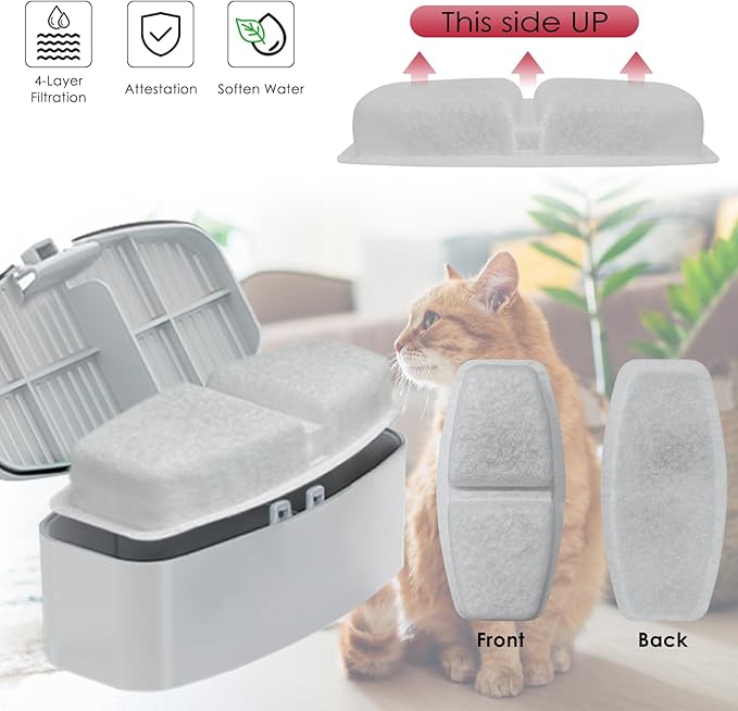 28 Pcs Cat Water Fountain Filters Compatible with FOFNON 3.2L and 7L Prt Water Fountain,Including 14 Pcs Filters & 14 Pcs Sponges(Not for Wireless Fountain)