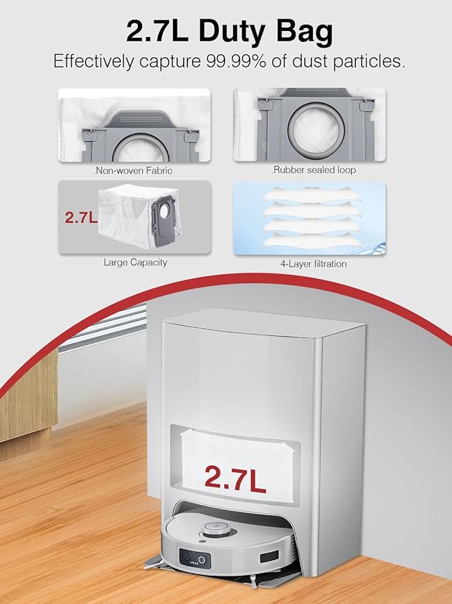 23 Pcs Replacement Accessories for Roborock QRevo MaxV/QRevo Pro/QRevo S/Qrevo Plus Robot Vacuum Cleaner with 1 Mainbrush 4 Filter, 4 Dust Bags 6 Mop Pads 6 Sidebrush 1 Cleaning Brush 1 Screwdriver