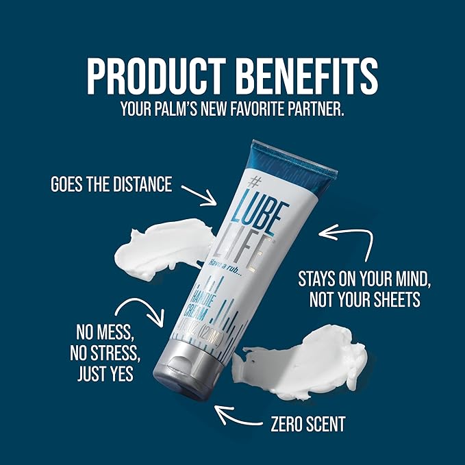 LubeLife Handie Cream, Water-Based Lube for Men and Couples, Made with Natural Ingredients, Creamy Texture, 4 Fl Oz