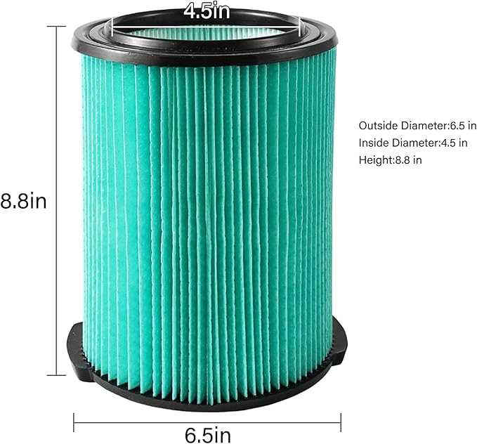 2 Pack VF6000 5-Layer Replacement Filter for Ridgid Shop Vac 5-20 Gallon Wet Dry Vacuums WD5500 WD0671 WD6425 WD7000 WD1280 WD1851 WD1680 WD1956 RV2400A 1400RV RV2600B, fit for Husky 6-9 Gallon Vacs
