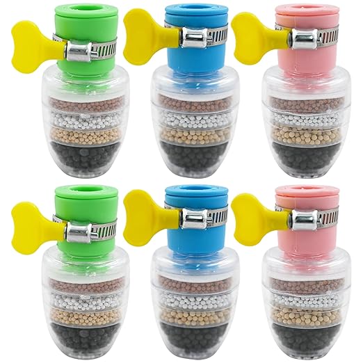 6 Pcs Faucet Water Filter,6 Layer Cartridge Activated Carbon Filters Water Filter Faucet, Faucet Water Purifier Replacements for Sink Applicable 1/2inch - 3/4inch Faucet