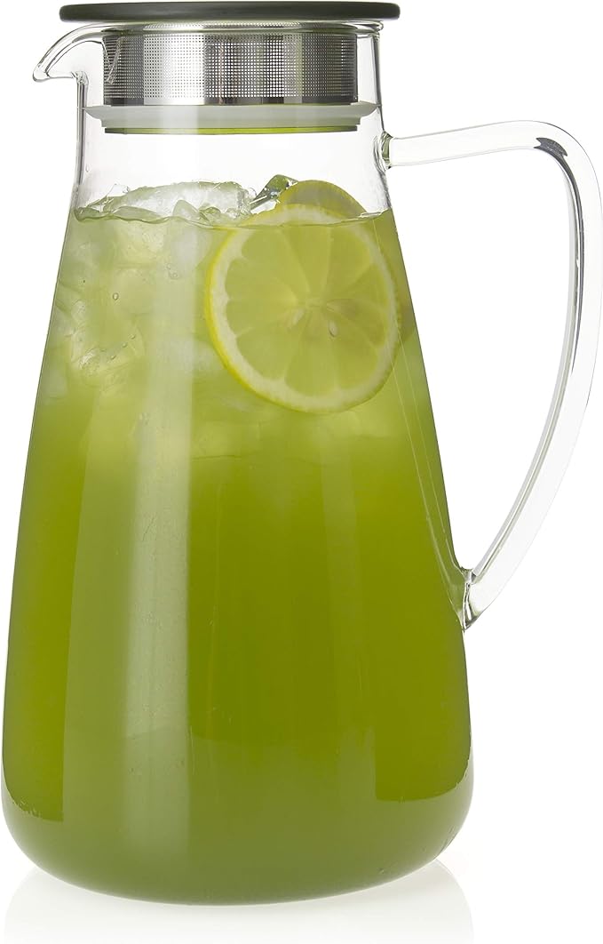 FORLIFE 838-A-GTE Flask Glass Iced Tea Jug, 64 oz, Green Tea