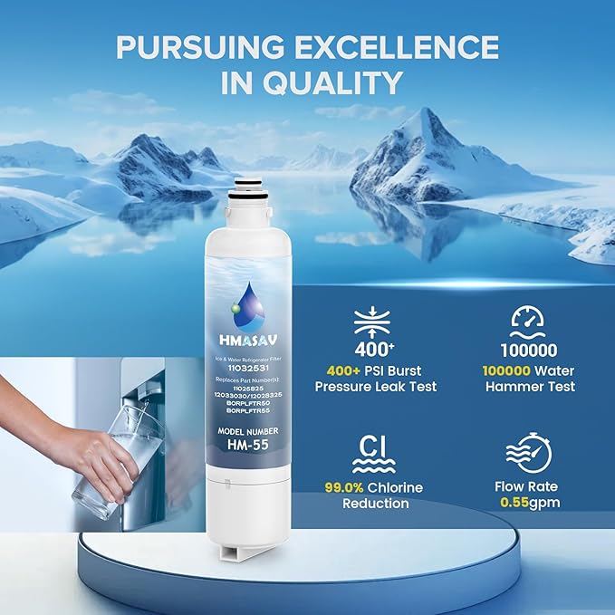 11032531 Filter Replacement - Compatible with Ultra Clarity Pro Water Filter Bosch, Thermador Water Filter Replacement for BORPLFTR50, BORPLFTR55, 12033030, 12028325, 11025825, 2PACK