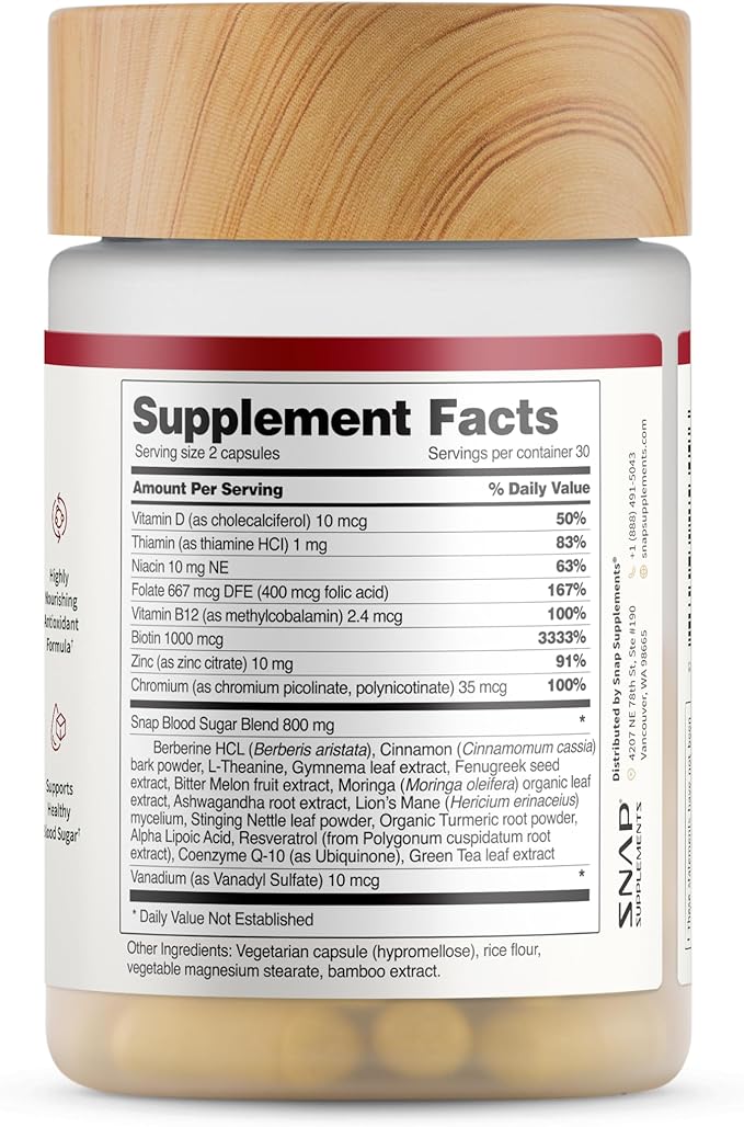 Snap Supplements Blood Sugar Blend - 180 Count