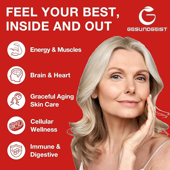 Urolithin A Supplement with CoQ10 & Resveratrol for Mitochondrial, Cellular Energy, Antioxidants & Anti-Aging – High Potency & Vegan & Gluten-Free – 120 Softgels
