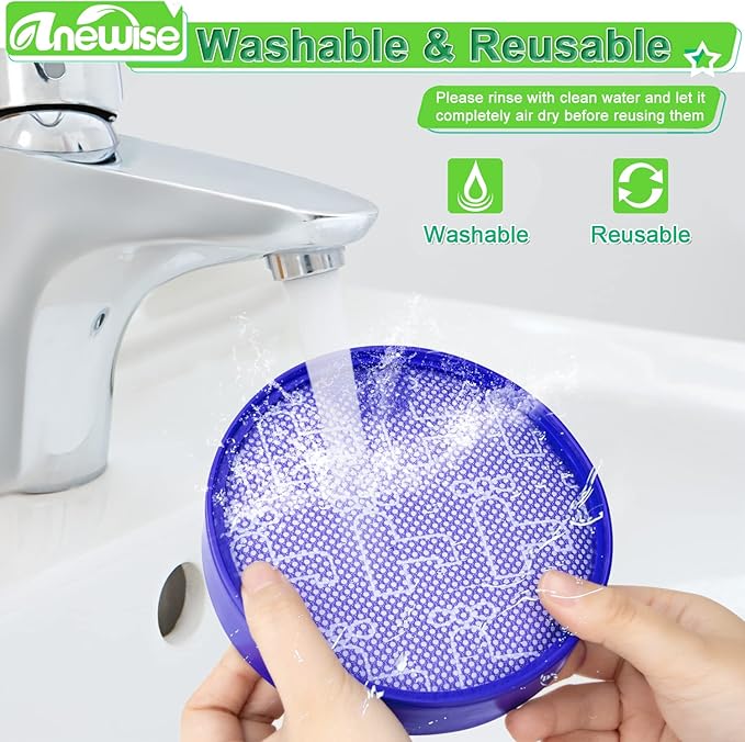 2 Combo Pack Filter Kits for Dyson DC25 Vacuum Ball Filter Includes 2pcs 919171-02 Washable Pre-Motor Filter & 2pcs 916188-05 Post Motor HEPA Filter, Fits DC25 Models