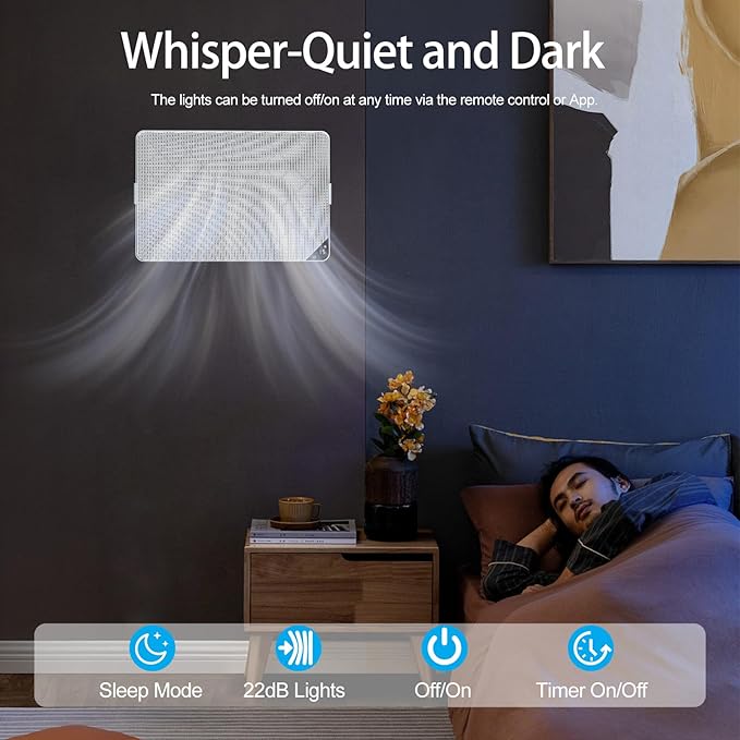 Air Purifiers for Home Dust Pollen Pets Hair Smoke in Bedroom, Wall-Mounted HEPA Air Purifier for Home Large room Covers Up to 1345 sq.ft, Sleep Mode, Auto Mode, WiFi/Remote Control, Timer