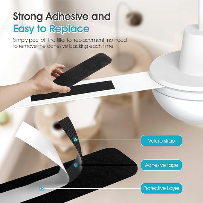 Butto 5-Pack Ceiling Fan Filters for Blades - Strong Adhesive Ceiling Fan Filters for Common Household Contaminants - Unscented Coconut Carbon Fan Air Purifier Pads to Make Air Fresh and Natural
