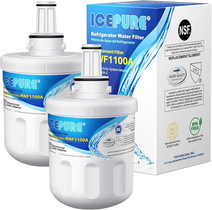 ICEPURE DA29-00003G Refrigerator Water Filter Replacement for Samsung DA29-00003B DA29-00003A DA29-00003D, Aqua-Pure Plus HAFCU1 RSG257AARS RFG237AARS RFG297AARS RS22HDHPNSR WF289 WSS-1 RWF1100A 2PACK