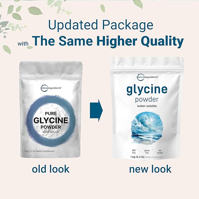 Micro Ingredients Glycine Powder, 1KG (2.2 Pounds), Glycine 1000mg Per Serving, Supports Restful Sleep and Neurotransmitter, Water Soluble and Products of USA
