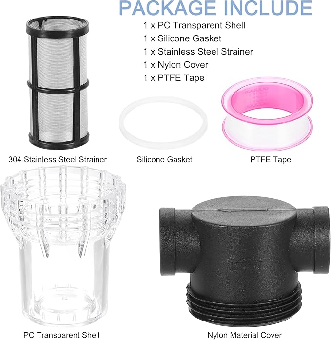 uxcell Pressure Washer Filter 3/4" NPT Female Thread, Inline Mesh Strainer Attachment, Stainless Steel Screen with Sealant Tape for Outdoor Gardening Inlet Water (Size:100 Mesh)