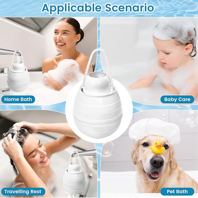 Bath Filter for Tub,Bath Water Filter for Softer Hair&Skin, 10 Stage Filtration bathtub water filter 5,000 Gallons upgraded, 6 Dimensional effect，BPA Free Easy to Install for Home, Hotels&Spa（White）