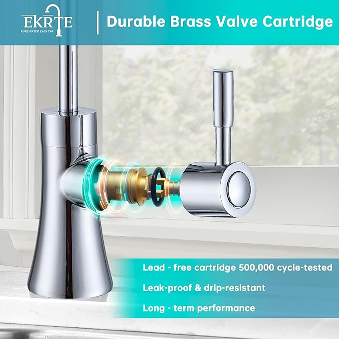 EKRTE Polished Chrome Drinking Water Purifier Faucet, Kitchen Bar Sink Drinking Purifier Kitchen Faucet for Under Sink Water Filter System