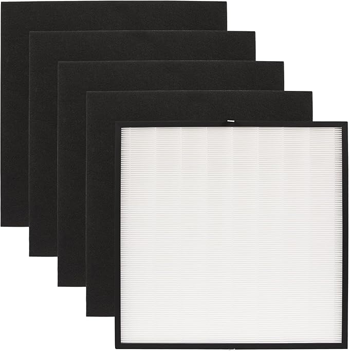 Climestar True HEPA Filter Compatible with Whirlpool Whispure 1183050K (Extra Large) for Air Purifier Model WPPRO2000, 18.1x18.1 inch and 4-Pack Prefilters compatible with 8171510k (Extra Large)
