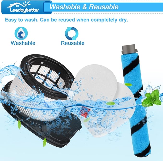 Leadaybetter Filter Replacement for Shark IZ662H Vertex Pro Lightweight Cordless Stick Vacuum with DuoClean PowerFins, 2 HEPA Filters, 1 Soft Roller, Compare to Prat XHFIZ500 & XFFKIZ600 & 855FFJ362H
