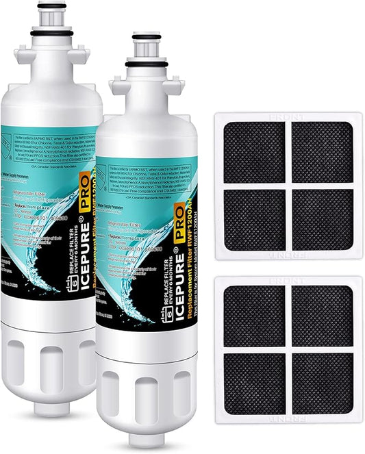 ICEPURE PRO 9690 NSF/ANSI 401 Certified Replacement for LG LT700P ADQ36006101, Kenmore Elite 46-9690 ADQ36006102 HDX FML-3 LT700PC LFX28968ST Refrigerator Water Filter and LT120F Air Filter 2 Combo