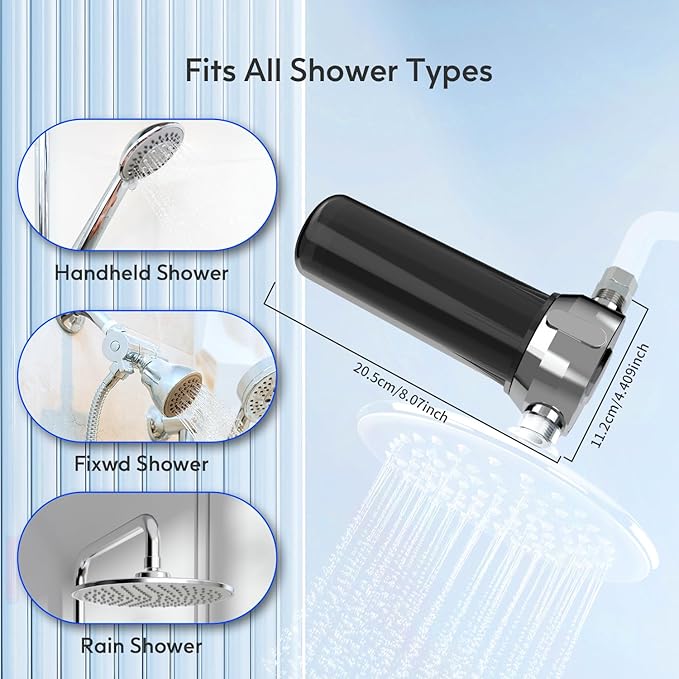 Lifefilter PRO Carbon Shower Head Filter System for Hard Water, NSF Certified, Removes Chlorine, Heavy Metals and More, Improves The Condition of Dry Skin and Hair