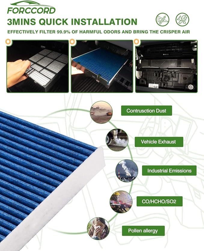 HEPA Cabin Air Filter Fits for Mercedes-Benz Vehicles C300 C400 GL350 GL450 GL63 GLC300 GLC350E ML250 ML350 Activated Carbon Cabin Filter Replacement for CF11719 (2 Pack) Accessories