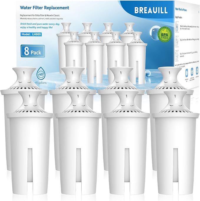 Filter Replacement Fit for Brita® Water Filter & Pitchers, NSF Certified Water Filter Replacement Compatible With Brita® Classic, OB03, Mavea® 107007 35557 (8, 8pcs-classic style)