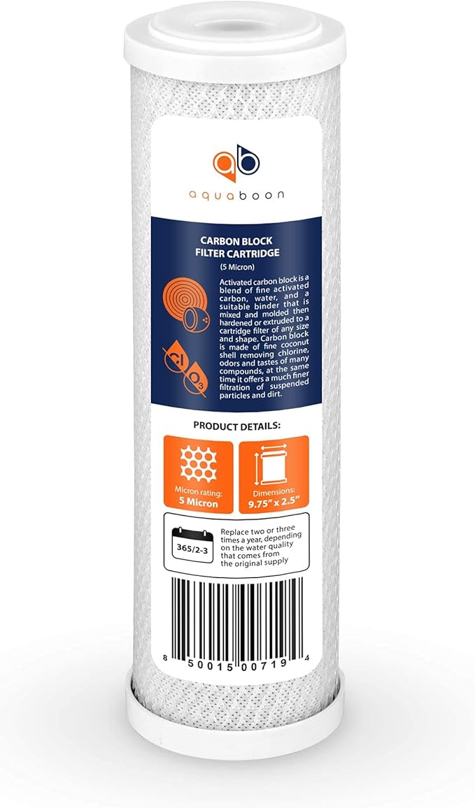 Aquaboon 5 Micron 10 x 2.5 House Water Filters Cartridges Set of 3 | Sediment & Carbon Filter Replacements Compatible with WHKF-WHWC, P5, WHKF-GD05