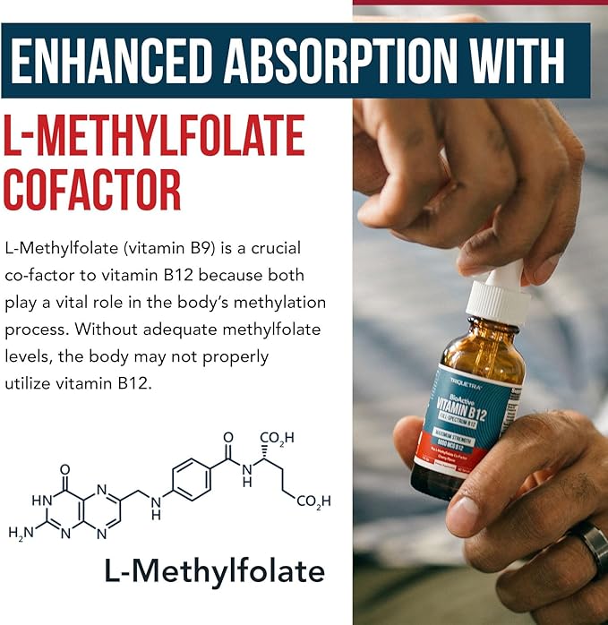 BioActive Vitamin B12 5000 mcg | Contains 3 BioActive Forms B12 Plus Methylfolate Cofactor - Methyl B12, Adenosyl B12 & Hydroxy B12 | Sublingual Form, Cherry Flavor, Organic, Vegan (60 Servings)