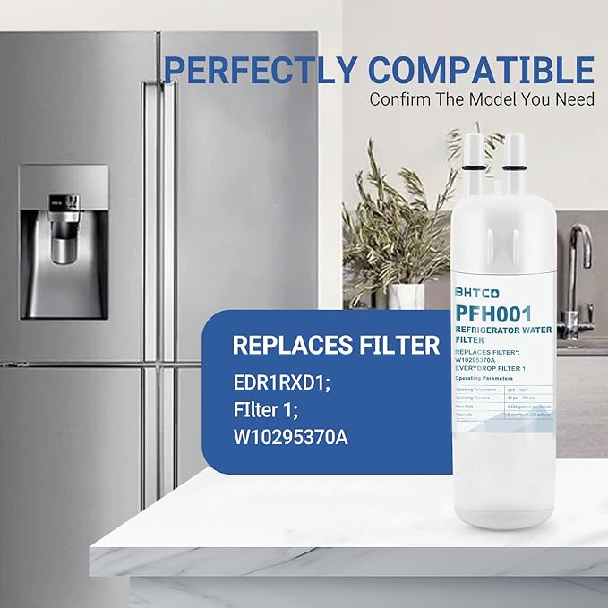 Water Filter Replaces WRS325SDHZ/ WRS325FDAM/ WRS325SDHW/ WRS325SDHB/ WRS325FDAW/ WRS325FDAB/ WRS325SDHV Model for Whirlpool Refrigerator- NSF Certified(3Pcs)