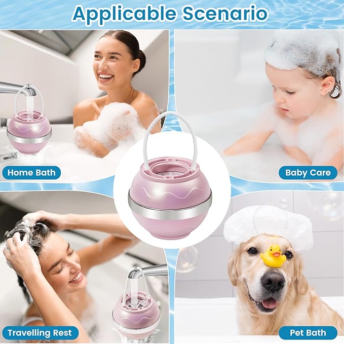 Bath Filter for Tub,Bath Water Filter for Softer Hair&Skin, 8 Stage Filtration Bathtub Water Filter 2,500 Gallons, 6 Dimensional Effect，BPA Free Easy to Install for Home, Hotels&Spa（Light Pink）