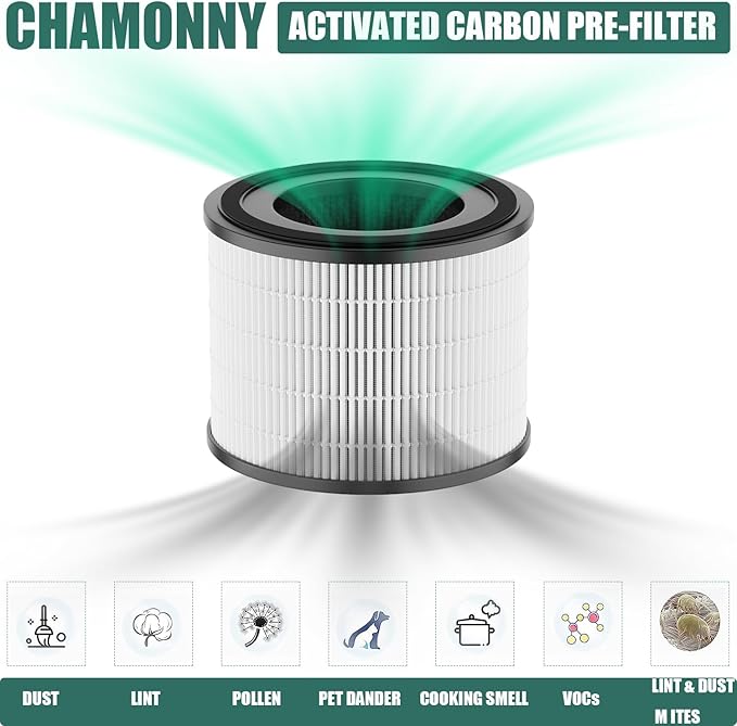 AP-S0610L Filter Replacement, 3-in-1 H13 True HEPA & Activated Carbon Filter, Compatible with MOO-KA AP-S0610L Air Purifier, 2 Pack