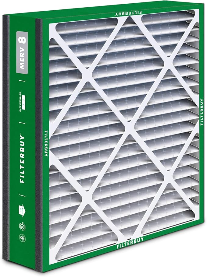 Filterbuy 20x25x5 Air Filter MERV 8 (MPR 700) Dust Defense (4-Pack), Pleated HVAC AC Furnace Filters for Trion Air Bear, Generalaire, Skuttle, and More (Actual Size: 19.63 x 24.13 x 4.88)