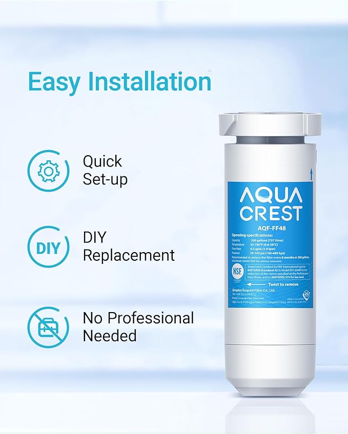 AQUA CREST XWF Replacement for GE® XWF, NSF Certified Refrigerator Water Filter, 3 Filters (Not XWFE®)