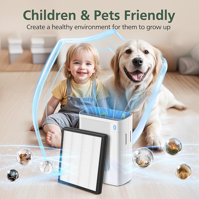 T356 Replacement Filter Compatible with Trucozie T356 Air Purifi-er, 3-IN-1 HEPA and High-Efficiency Activated Carbon Filter for Dust Pollen Pet Hair & Odors Smoke Wildfire, 2 Pack