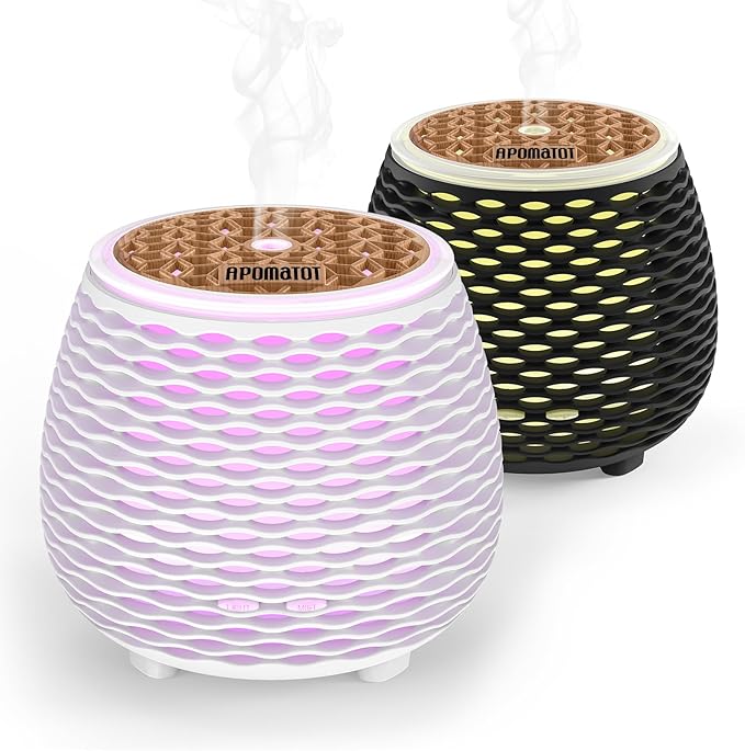 2 Pack 140ml Small 25dB Quiet Working Essential Diffuser,Aromatherapy Diffusers Cool Mist Humidifier with USB 7 LED Light Color,Waterless Auto Shut-Off for Home Office Room