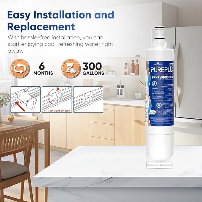 PUREPLUS 4396508 NSF 53&42 Certified Refrigerator Water Filter, Replacement for EDR5RXD1, EveryDrop Filter 5, 4396510, 4392857, Kenmore 46-9010, 9085, LC400V,WF-NLC240V,RFC0500A, WF285,W10186668,2Pack