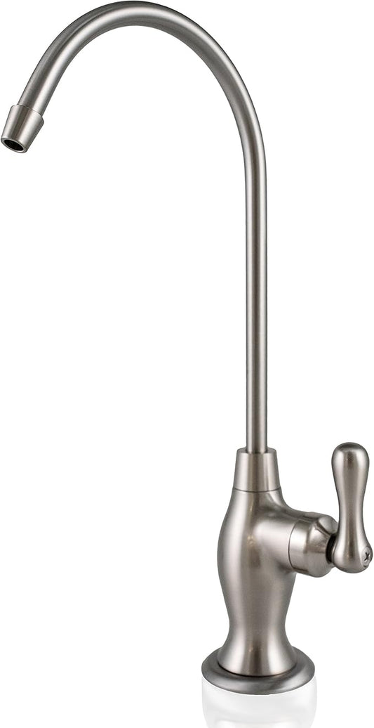 NU Aqua Heavy Duty Reverse Osmosis Drinking Water Faucet – Kitchen Bar Sink Spout with 1/4” Connection (Coke Bottle, Brushed Nickel)