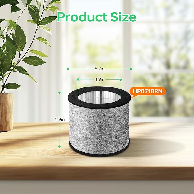 2 Pack HP072 Filter Replacement for Shark HP072/HP071 NeverChange Air Purifier Captures Pet Dander, Dust, Smoke,250 Sq.Ft Coverage,Part Number# HP071BRN |HE07FKPET