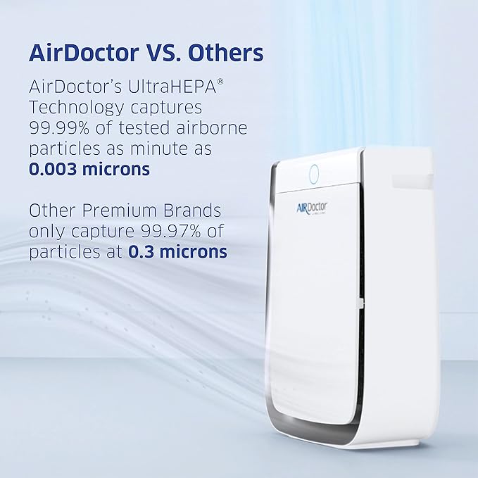 AIRDOCTOR AD3500 Air Purifier for Home and Large Rooms Up to 1260 sq. ft. 2x/hour | UltraHEPA, Carbon, VOC Filters and Air Quality Sensor. Captures Particles 100x Smaller Than HEPA