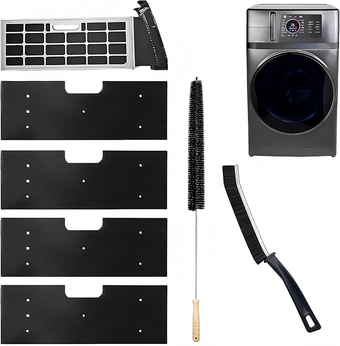 WH01X35719 Lint Filter, 4 PCS GE Washer Dryer Combo with 2 Dryer Vent Brush - Hand Washable and Reusable Lint Filter for Ge Washer Dryer Filter - for Models: PFQ97HSPVDS (style 2)