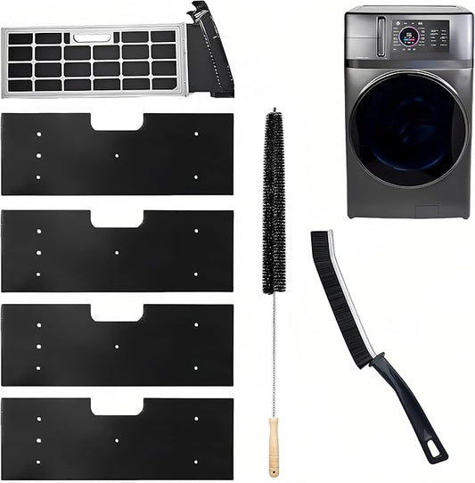 WH01X35719 Lint Filter, 4 PCS GE Washer Dryer Combo with 2 Dryer Vent Brush - Hand Washable and Reusable Lint Filter for Ge Washer Dryer Filter - for Models: PFQ97HSPVDS (style 2)