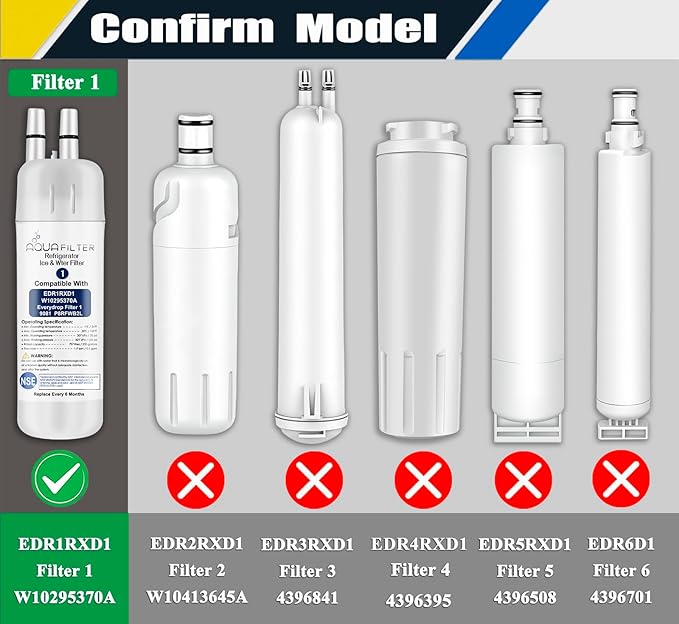 FILTER1 W10295370 A Refrigerator Water Filter Replacement Compatible for EDR1RXD 1 WATER FILTER W10295370 A Refrigerator Models (4-PACK)