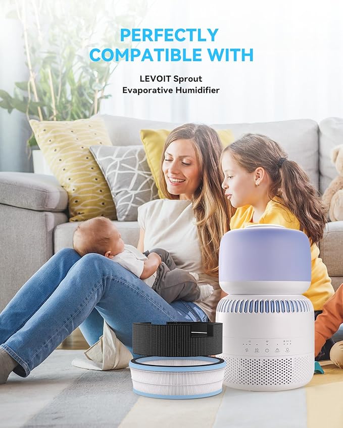 Sprout Evaporative Humidifier Replacement Filter Compatible with LEVOIT Sprout Evaporative Humidifier for Bedroom Baby Sprout Humidifier Replacement Filter, 2 Pack (Water Filter + Air Filter)
