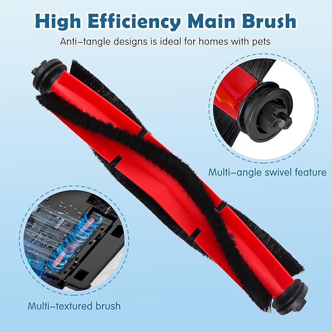 Q5 Replacement Accessories Kit Compatible with Roborock Q5 / Q5+ Plus Robot Vacuum, 2 Main Brushes, 6 Washable Filters, 8 Side Brushes, 1 Cleaning Tool, 1 Screwdriver (Not for Q5 Max / Q5 Pro)